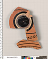 Terracotta fragment of a kylix: eye-cup (drinking cup)?, Terracotta, Greek, Attic