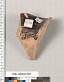 Terracotta fragment of a trefoil oinochoe (jug), Terracotta, Greek, Attic