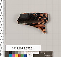 Terracotta fragment of an olpe (jug), Terracotta, Greek, Attic