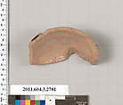 Terracotta fragment of an olpe (jug), Terracotta, Greek, Attic