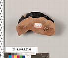 Terracotta fragment of an olpe (jug), Terracotta, Greek, Attic