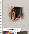 Terracotta fragment of an olpe (jug), Terracotta, Greek, Attic