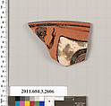 Terracotta rim fragment of a kylix: eye-cup (drinking cup), Terracotta, Greek, Attic