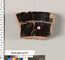 Terracotta fragment of an olpe (jug), Terracotta, Greek, Attic