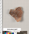 Terracotta fragment of a rhyton (vase for libations or drinking), Terracotta, Greek, Attic