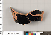 Terracotta fragment of a head kantharos (drinking cup with high handles)?, Terracotta, Greek, Attic