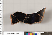 Terracotta fragment of a head kantharos (drinking cup with high handles)?, Terracotta, Greek, Attic