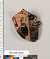 Terracotta fragment of an olpe (jug), Terracotta, Greek, Attic