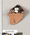 Terracotta fragment of an olpe (jug), Terracotta, Greek, Attic