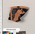 Terracotta fragment of a rhyton (vase for libations or drinking), Terracotta, Greek, Attic