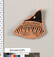 Terracotta fragment of a Little Master cup (drinking cup), Terracotta, Greek, Attic