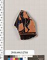 Terracotta fragment of an olpe (jug), Terracotta, Greek, Attic