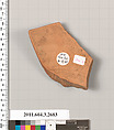 Terracotta fragment of an olpe (jug), Terracotta, Greek, Attic
