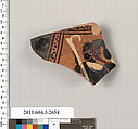 Terracotta fragment of an olpe (jug), Terracotta, Greek, Attic