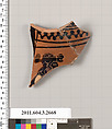 Terracotta fragment of an olpe (jug), Terracotta, Greek, Attic