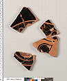 Terracotta fragments of a kylix (drinking cup), Terracotta, Greek, Attic