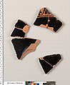 Terracotta fragments of a kylix (drinking cup), Terracotta, Greek, Attic