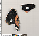Terracotta fragments of a kylix (drinking cup), Terracotta, Greek, Attic