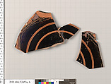Terracotta fragments of a kylix (drinking cup), Terracotta, Greek, Attic