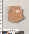 Terracotta fragment of an oinochoe (jug) or olpe (jug), Terracotta, Greek, Attic