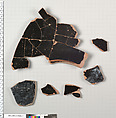 Terracotta fragments of a kylix: eye-cup (drinking cup), Terracotta, Greek, Attic