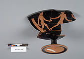 Terracotta fragment of a kylix (drinking cup), Terracotta, Greek, Attic