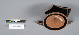 Terracotta fragment of a kylix (drinking cup), Terracotta, Greek, Attic