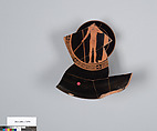 Terracotta fragment of a kylix (drinking cup), Terracotta, Greek, Attic