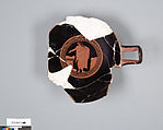 Terracotta fragments of a kylix (drinking cup), Terracotta, Greek, Attic