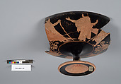 Terracotta fragments of a kylix (drinking cup), Terracotta, Greek, Attic