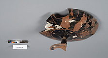 Terracotta fragment of a kylix (drinking cup), Terracotta, Greek, Attic