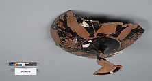 Terracotta fragment of a kylix (drinking cup), Terracotta, Greek, Attic