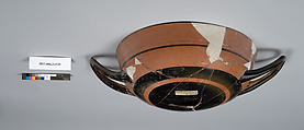 Terracotta kylix: lip cup (drinking cup), Terracotta, Greek, Attic
