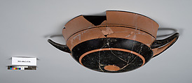 Terracotta fragment of a kylix: lip cup (drinking cup), Terracotta, Greek, Attic