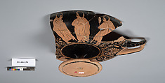 Terracotta fragment of a kylix (drinking cup), Terracotta, Greek, Attic