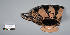 Terracotta fragment of a kylix (drinking cup), Terracotta, Greek, Attic