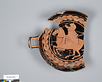 Terracotta fragment of a kylix (drinking cup), Terracotta, Greek, Attic