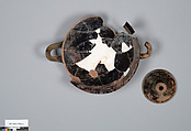 Terracotta fragments of a kylix: Droop cup (drinking cup), Terracotta, Greek, Attic