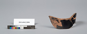 Terracotta fragment of a head kantharos (drinking cup with high handles)?, Terracotta, Greek, Attic