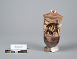 Terracotta fragment of a lekythos (oil flask), Terracotta, Greek, Attic