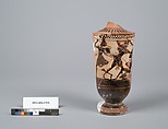 Terracotta fragment of a lekythos (oil flask), Terracotta, Greek, Attic