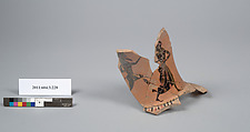 Terracotta fragment of a neck-amphora of Nicosthenic shape (jar), Terracotta, Greek, Attic