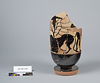 Terracotta fragment of a lekythos (oil flask), Terracotta, Greek, Attic