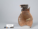 Terracotta fragment of an oinochoe: olpe (jug), Terracotta, Greek, Attic