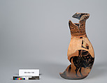 Terracotta fragment of an oinochoe: olpe (jug), Terracotta, Greek, Attic