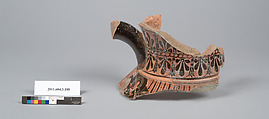 Terracotta fragment of a neck-amphora (jar), Terracotta, Greek, Attic