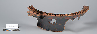 Terracotta fragment of a column-krater (bowl for mixing wine and water), Terracotta, Greek, Attic