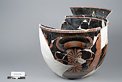 Terracotta fragment of a bell-krater (bowl for mixing wine and water), Terracotta, Greek, Attic