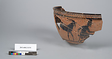 Terracotta fragment of a skyphos (deep drinking cup), Terracotta, Greek, Attic