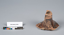 Terracotta fragment of a lekythos (oil flask), Terracotta, Greek, Attic